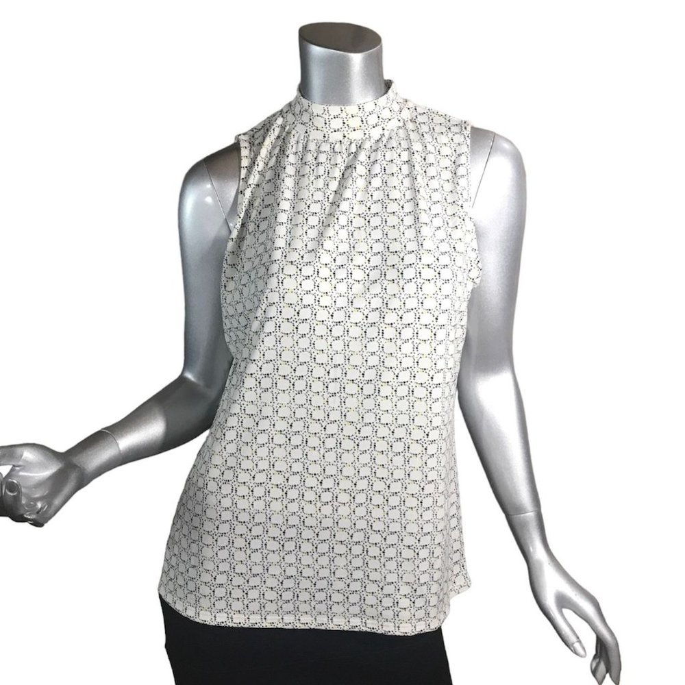 Liz Claiborne Women's Medium Sleeveless Blouse Soft Stretchy Top Mock Neck Style